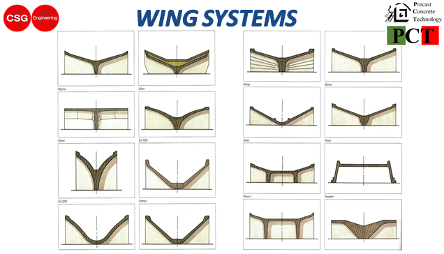 Precast concrete Wing systems elements in different shapes